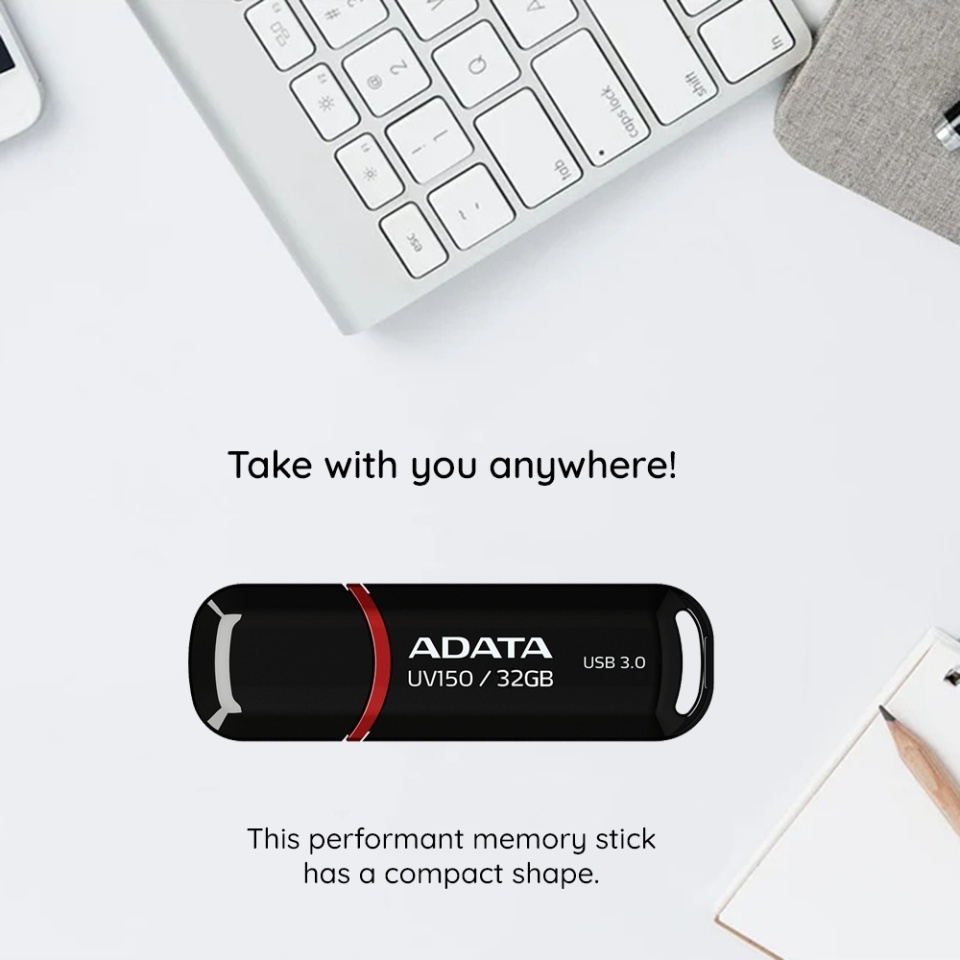 Stick USB ADATA UV150 128G, USB 3.2, Transfer Rapid, Negru - 3 | YEO