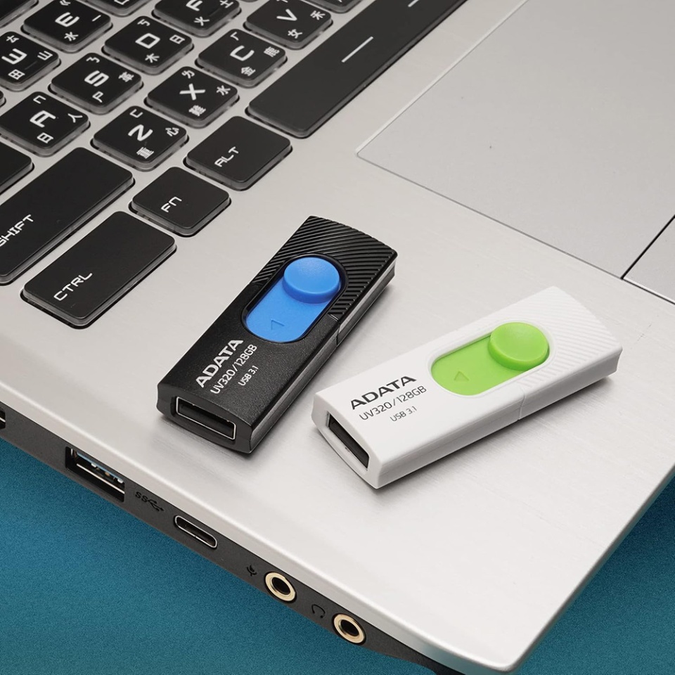 Stick USB ADATA UV320, 128GB, USB 3.1, Design Glisant, Negru/Albastru - 3 | YEO