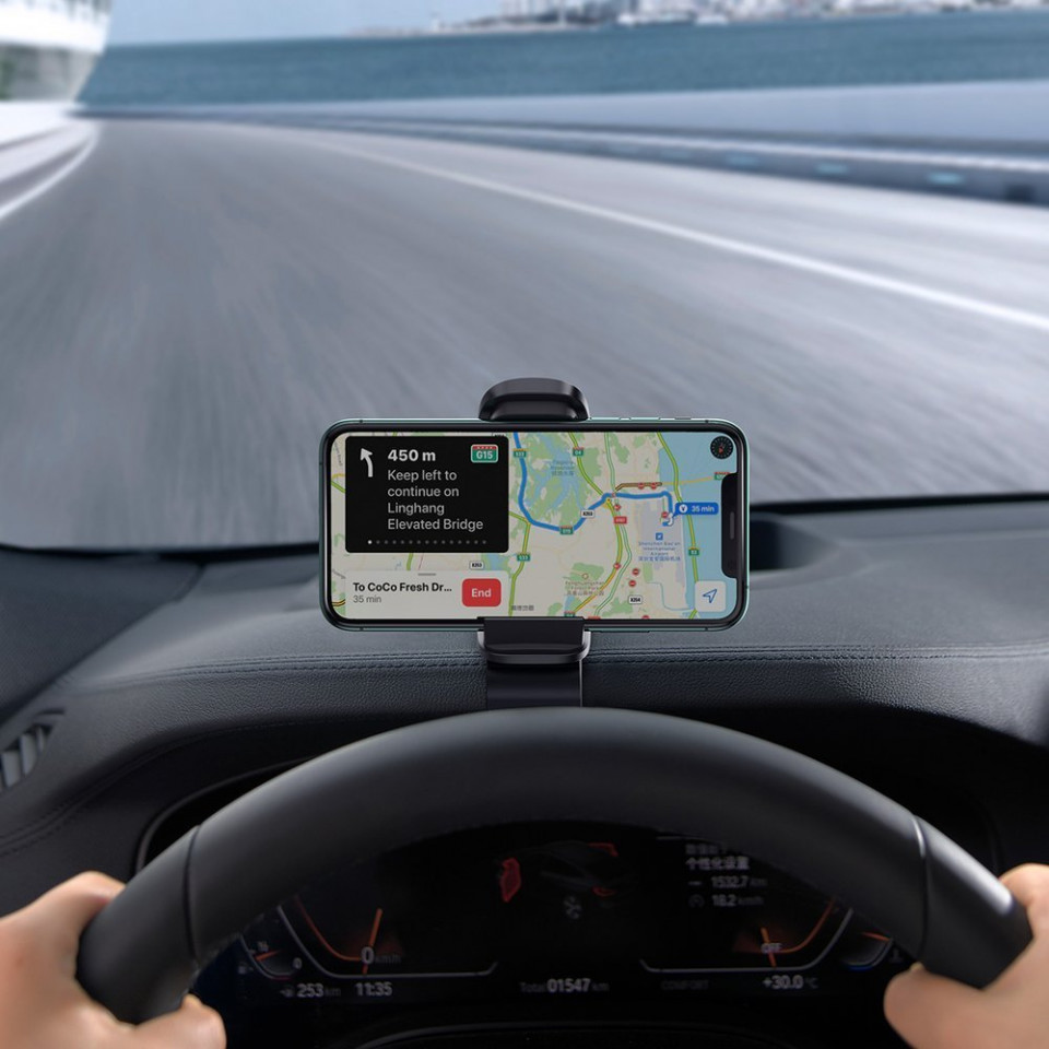 Suport auto bord Big Mouth (SUDZ-A01), prindere tip clama, Baseus - Negru - 3 | YEO