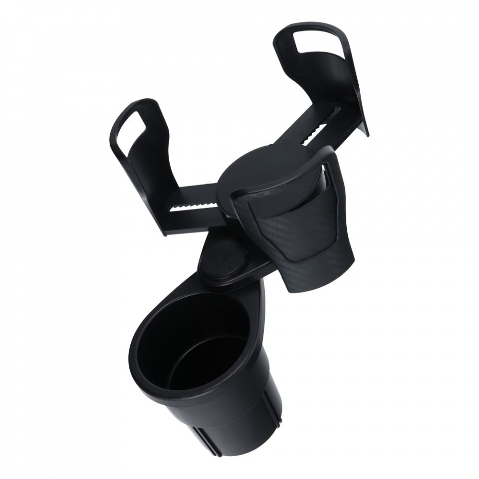 Suport Auto Universal Skyddar EasyGrip, Cup Holder Dublu, Ajustabil, Extender Multifuncțional pentru Băuturi, Telefon și Snacks-uri, Compatibil cu Majoritatea Mașinilor - Negru