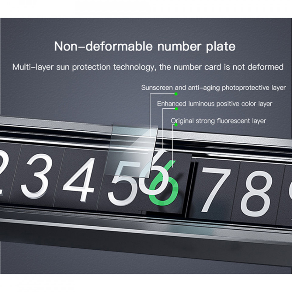 Suport numar telefon auto parcare temporara, Yesido C88 - Negru - 1 | YEO