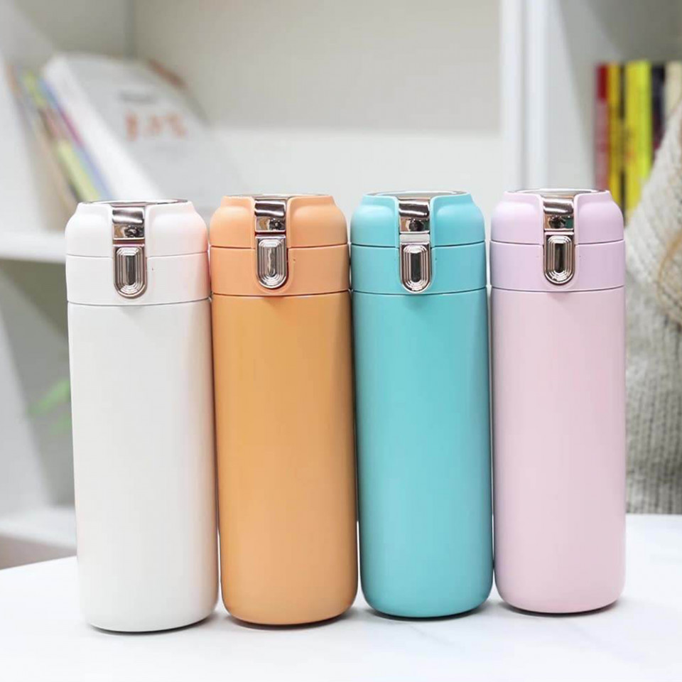Thermos din Otel Inoxidabil cu afisaj temperatura digital, 400ml, Techsuit - Roz - 2 | YEO