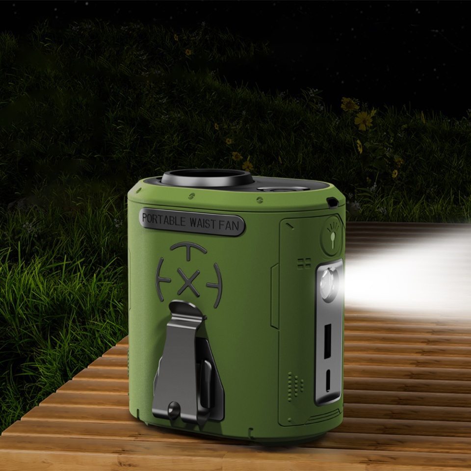 Ventilator de Brau Portabil Z14, 5 trepte de viteza, 6000mAh, Motor Brushless, Display LED, Design Compact, Verde - 2 | YEO