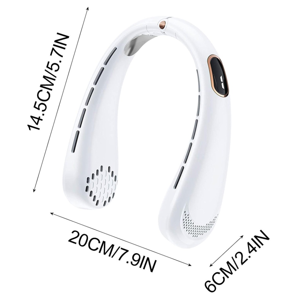 Ventilator Portabil pentru Gat, Ajustabil, 5 Trepte Viteza, Display Digital, USB, SKDR NeckBreeze - Alb - 1 | YEO