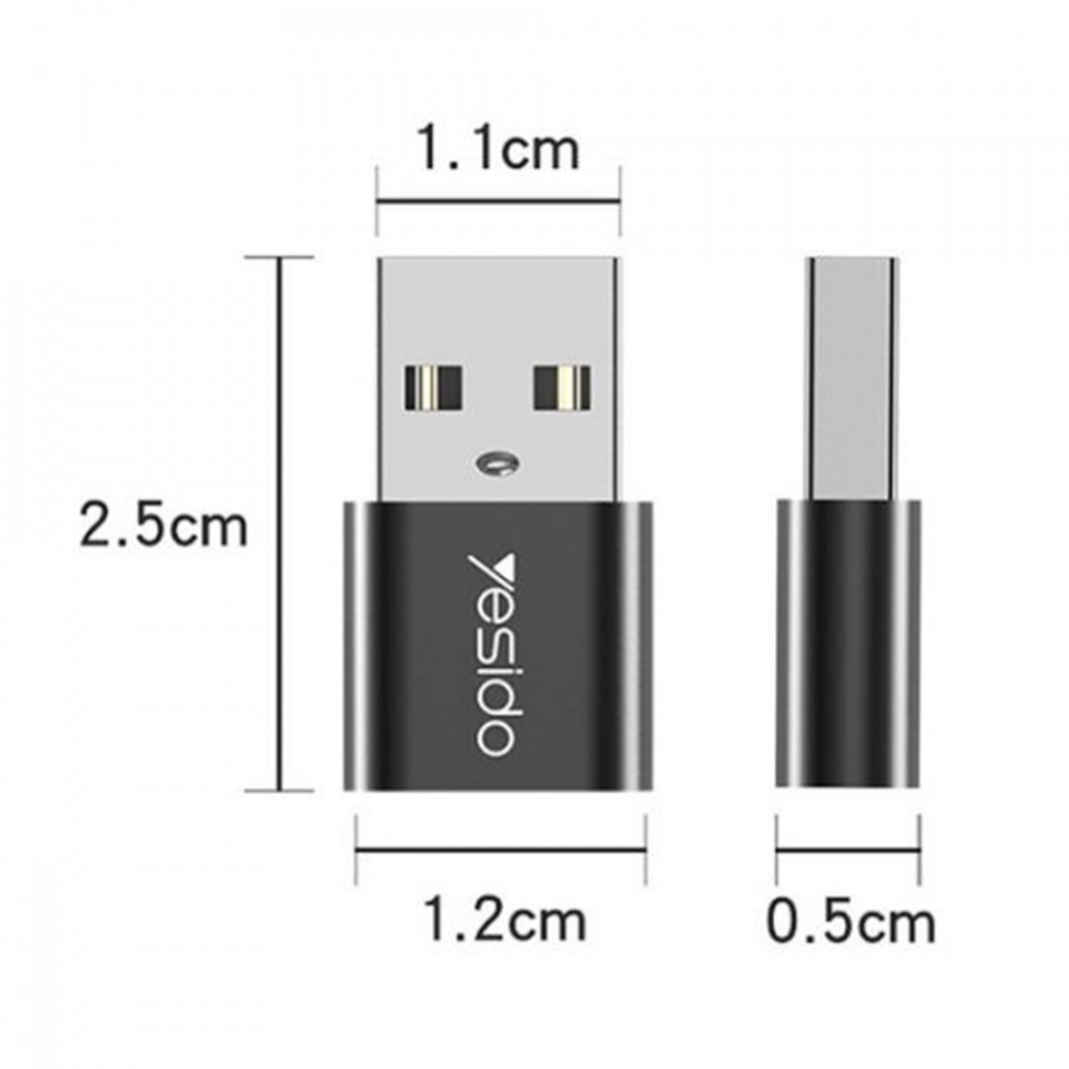 Adaptor OTG USB la Type-C 5Gbps, Yesido (GS09) - Negru - 4 | YEO