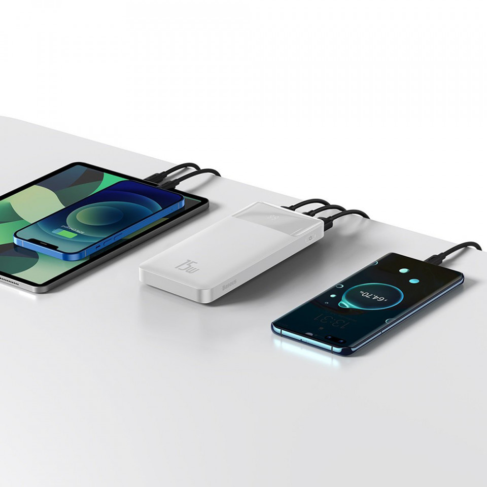 Baterie externa 10000mAh, 2x USB, QC 3.0, 15W, Display Digital, Baseus - Alb - 3 | YEO