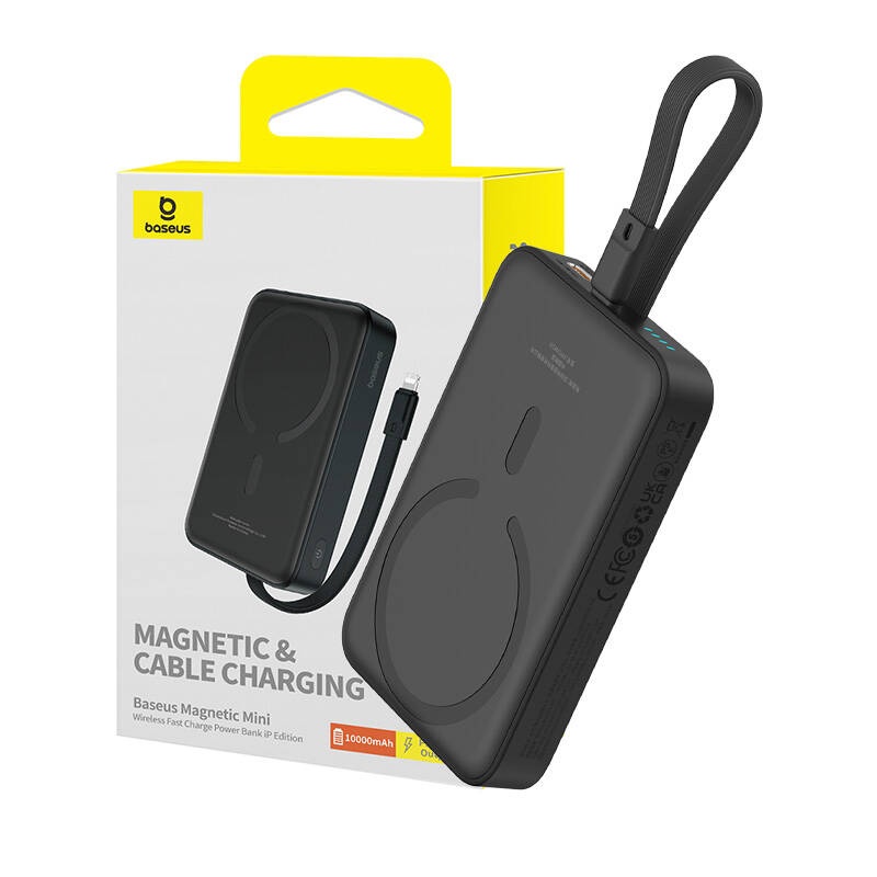 Baterie Externa, Baseus, Magnetica, Incarcare Rapida, MagSafe, USB-C, 10000mAh, 20W, Magnetic Mini, Negru