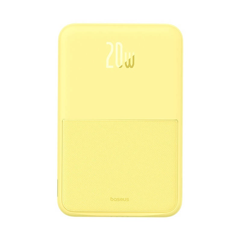 Baterie Externa, Baseus, Magnetica, USB-C, 5000mAh, 20W, MagSafe, Cable Type-C, 3A, 30cm, MagPro Magnetic, Galben - 2 | YEO