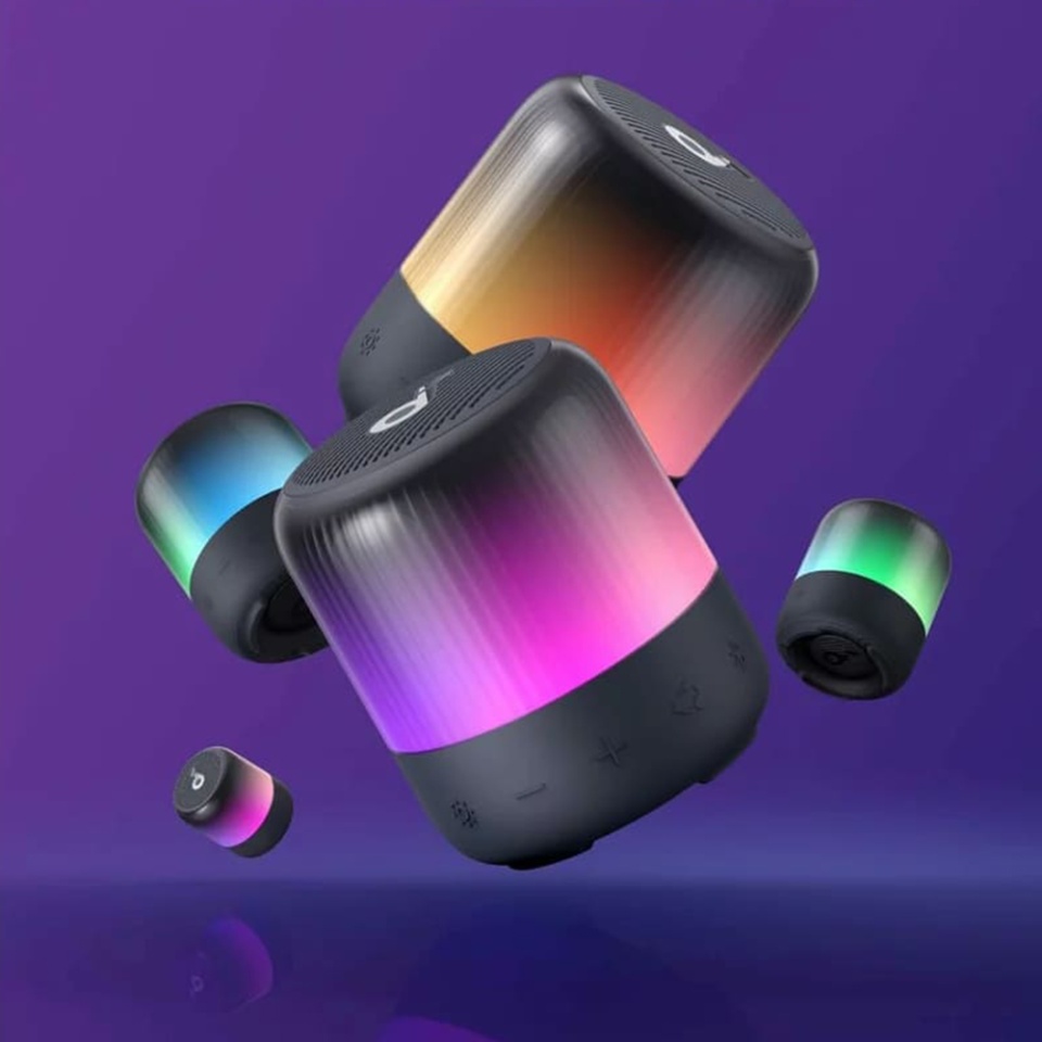 Boxa portabila Anker Wireless Speaker SoundCore Glow Mini, 8W, Autonomie 12 ore, Sunet 360°, IP67, Albastru - 1 | YEO