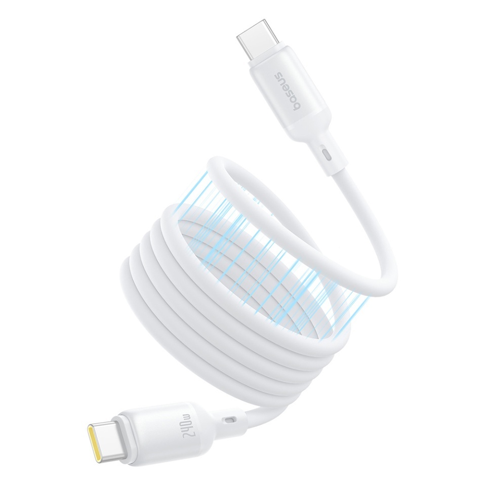 Cablu de date Type-C la Type-C, Fast Charging, 480Mbps, Silicone, 1m, Baseus Data Cable PicoGo, Alb