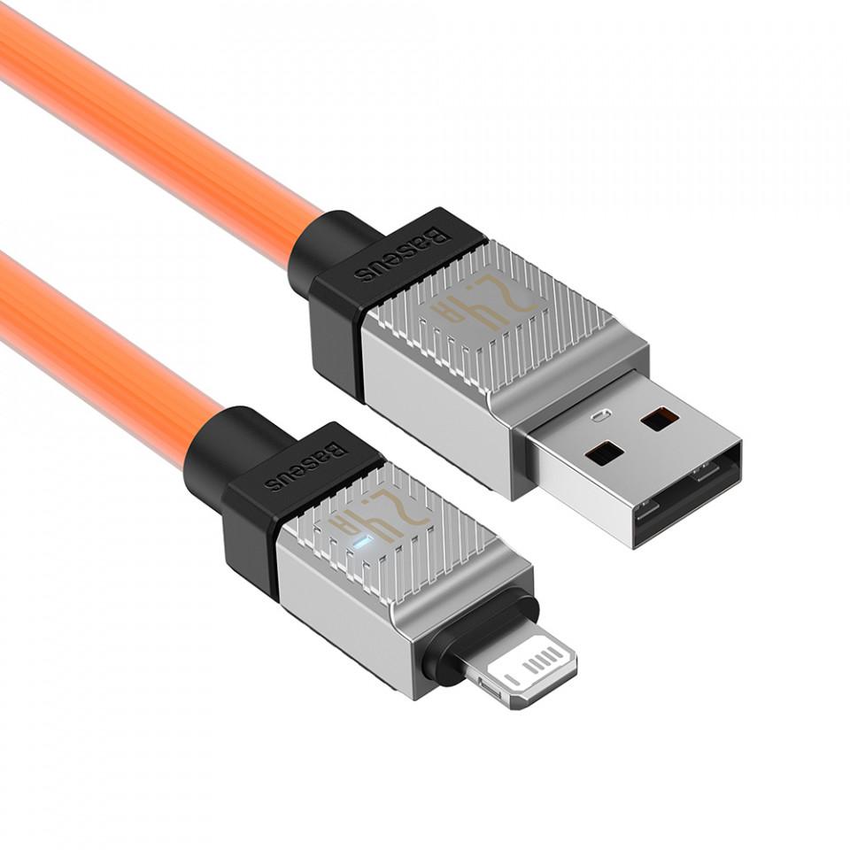 Cablu de Date USB la Lightning Fast Charging, 2.4A, 2m - Baseus CoolPlay Series (CAKW000507) - Orange - 2 | YEO