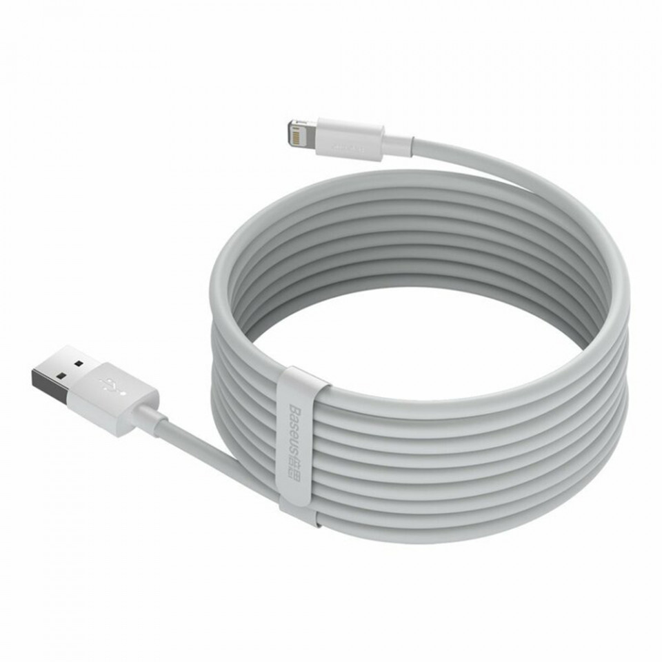 Cablu de Date USB la Lightning, Fast Charging 2.4A, 480Mbps, 1.5m (set 2) - Baseus (TZCALZJ-02) - White - 1 | YEO