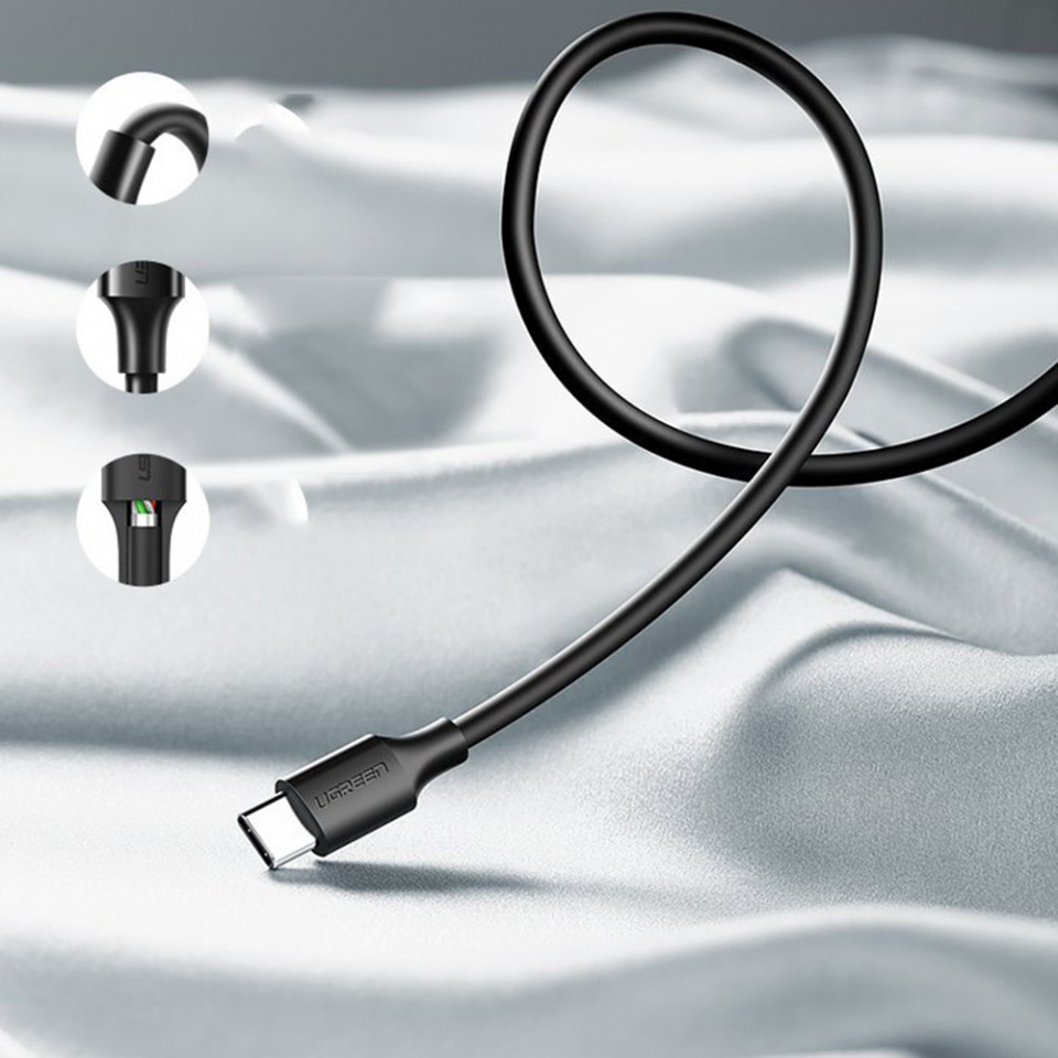 Cablu de Date USB la Type-C 2m, Ugreen Nickel Plating - Alb - 3 | YEO
