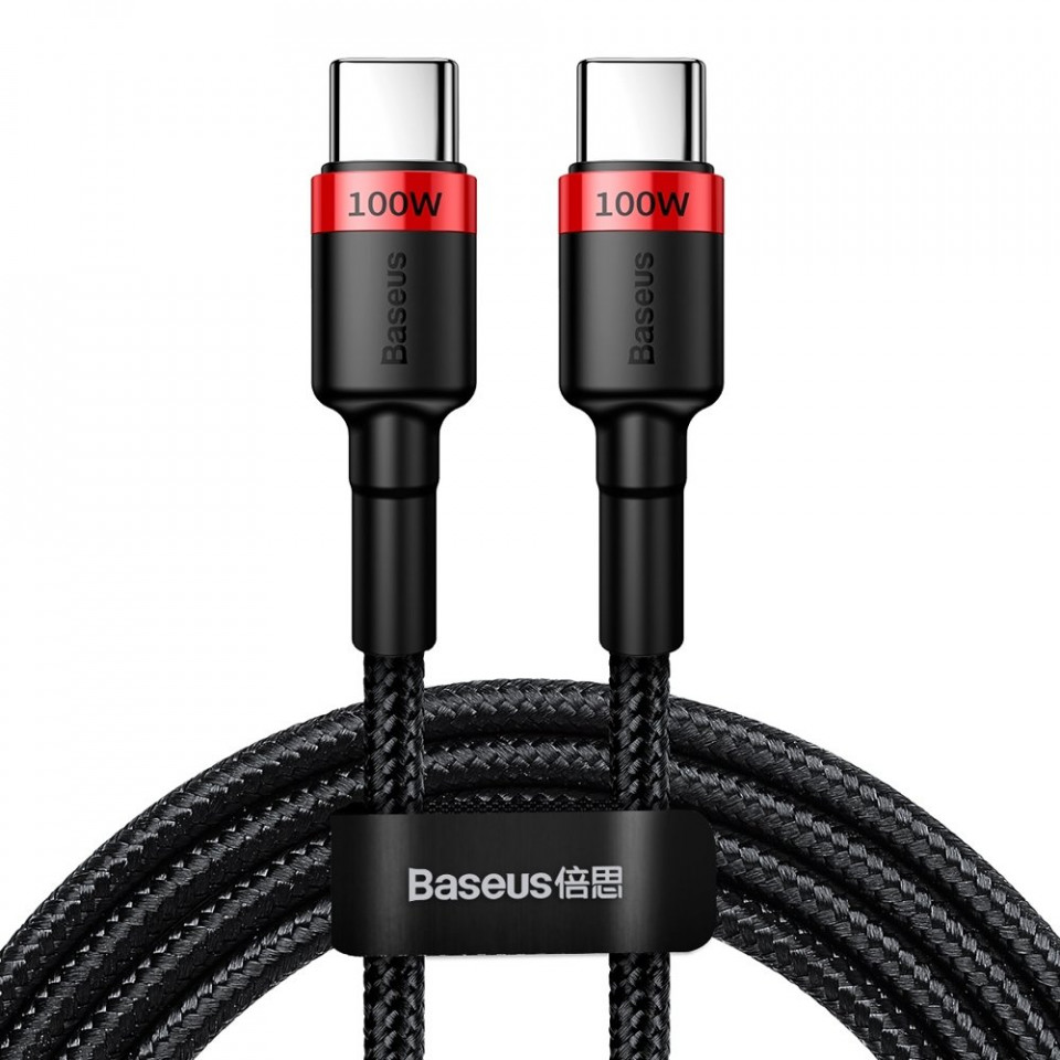 Cablu de date USB la Type-C, PD 2.0, 100W, 2m, Cafule Baseus (CATKLF-AL91) - Rosu Negru
