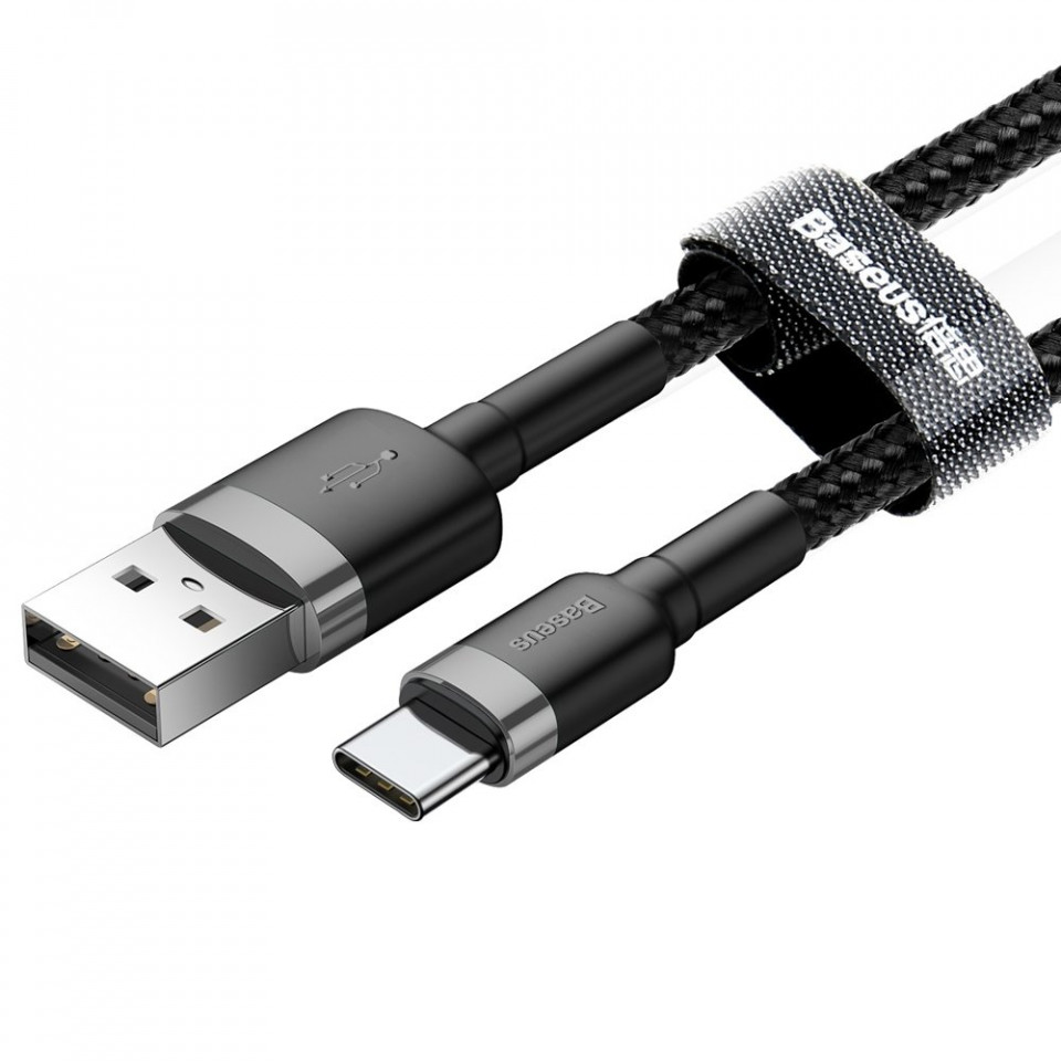 Cablu de Date USB Type-C, 2A, 3m, Baseus Cafule - Gri Inchis - 2 | YEO