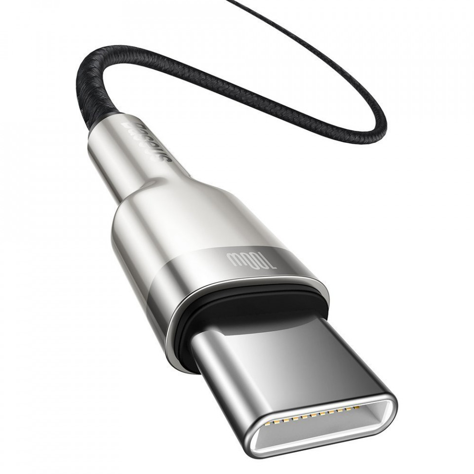Cablu Type-C to Type-C, Super Fast Charge, 100W, 480Mbps, 20V, 5A, 2m - Baseus Cafule Series Metal (CATJK-D01) - Black - 2 | YEO