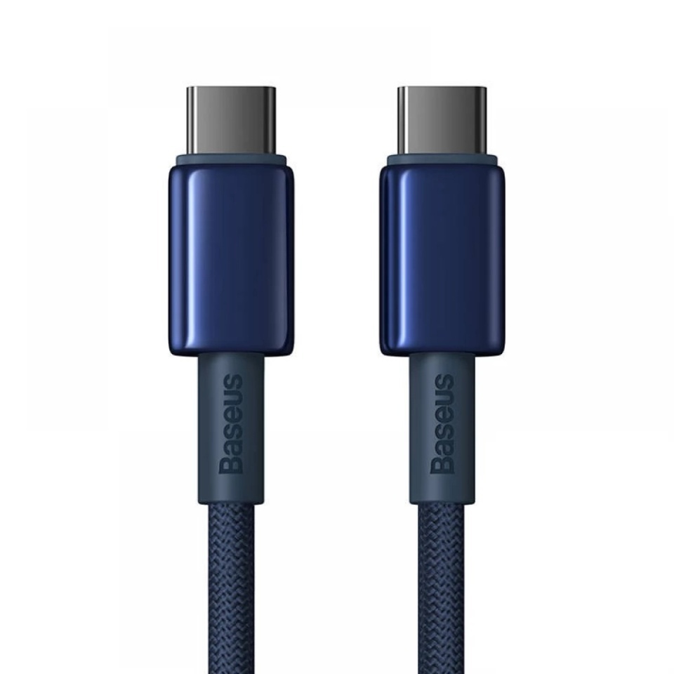 Cablue de Date Type-C la Type-C 100W, Super Fast Charging, 2m, 480Mbps, Baseus Tungsten Gold, Albastru - 1 | YEO