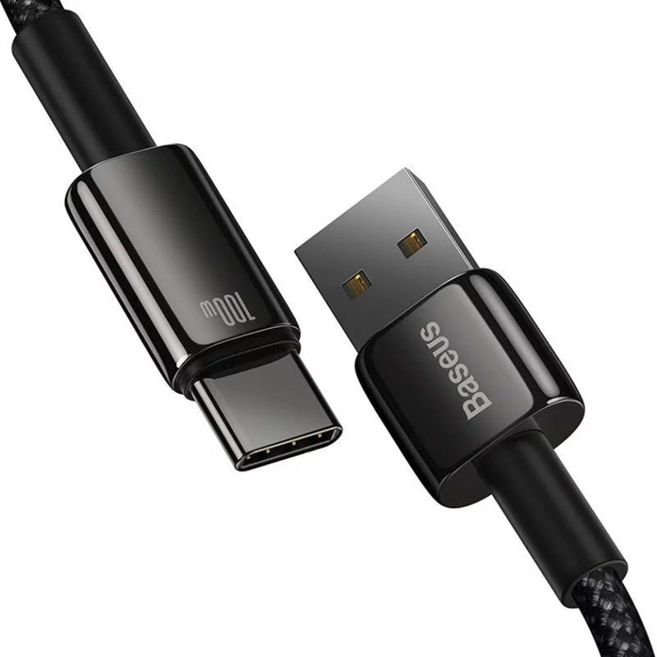 Cablue de Date USB la Type-C 100W, Super Fast Charging, 2m, 480Mbps, Baseus Tungsten Gold, Negru - 6