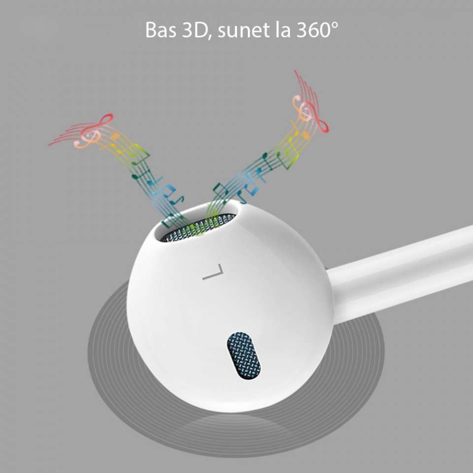Casti Audio Stereo Lightning cu Microfon, 1.2m, Yesido (YH-28) - Alb - 2 | YEO