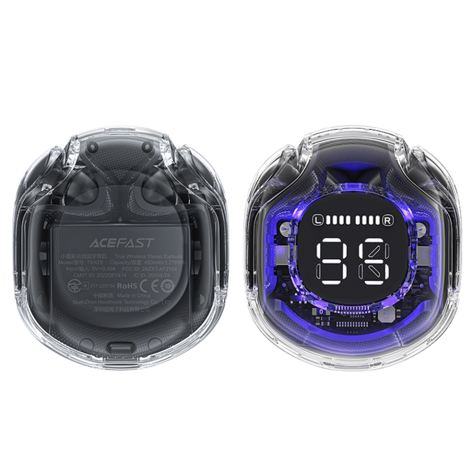 Casti Bluetooth Wireless, AceFast T8, Casti fara Fir, Bluetooth 5.3, TWS, USB-C, cu dock de incarcare, Rezistente la Praf IPX4, Negru - 2 | YEO