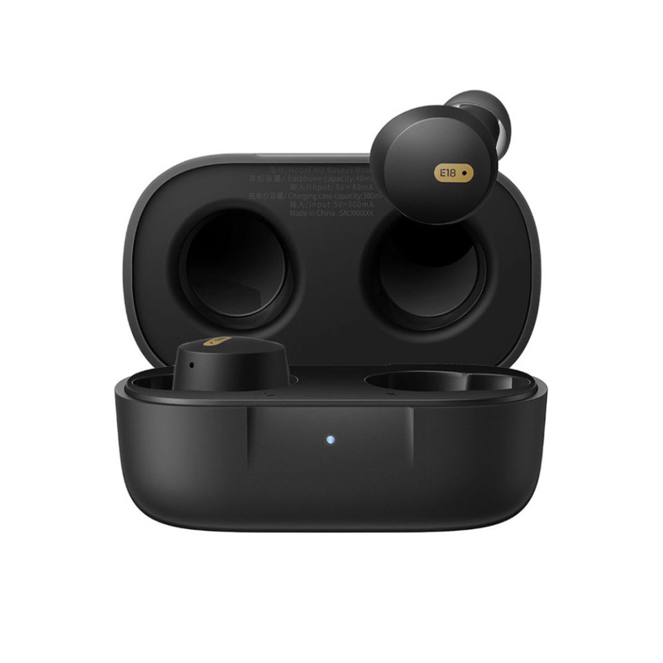 Casti Bluetooth Wireless, BaseusWireless Earbuds Bowie E18, Casti fara Fir, Bluetooth 5.3, TWS, USB-C, cu dock de incarcare, Rezistente la Apa IPX4, Negru