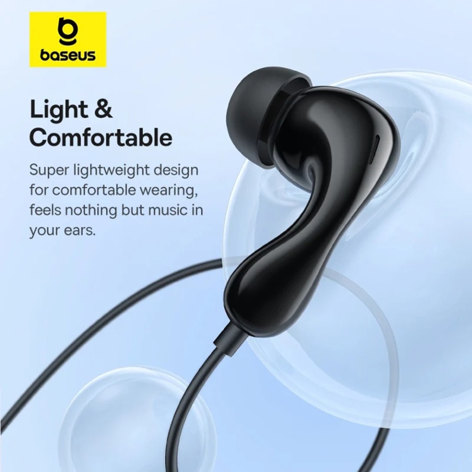 Casti In-Ear cu fir Type-C, Microfon, 20Hz-40kHz, Hi-Res, Baseus Encok CZ20, Negru - 2 | YEO