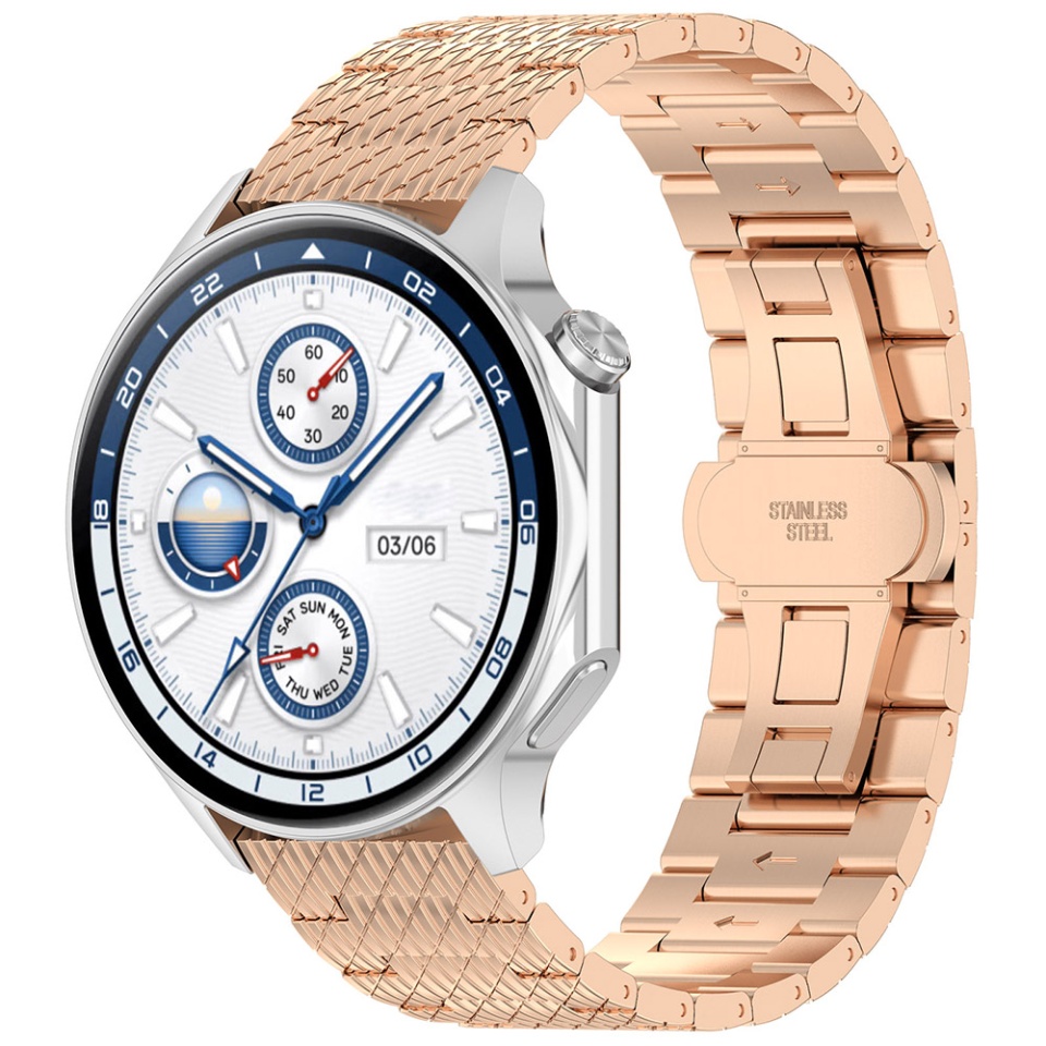 Curea Otel Inoxidabil pentru Samsung Galaxy Watch 4/5/Active 2, Huawei Watch GT 3 (42mm)/GT 3 Pro (43mm), 20mm, SKDR BandPro W052 - Roz - 1 | YEO