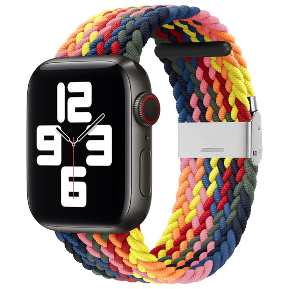Curea pentru Apple Watch 1/2/3/4/5/6/7/8/9/SE/SE 2 (38/40/41mm), Ajustabila, Premium, SKDR BandPro W032 - Colorful pink