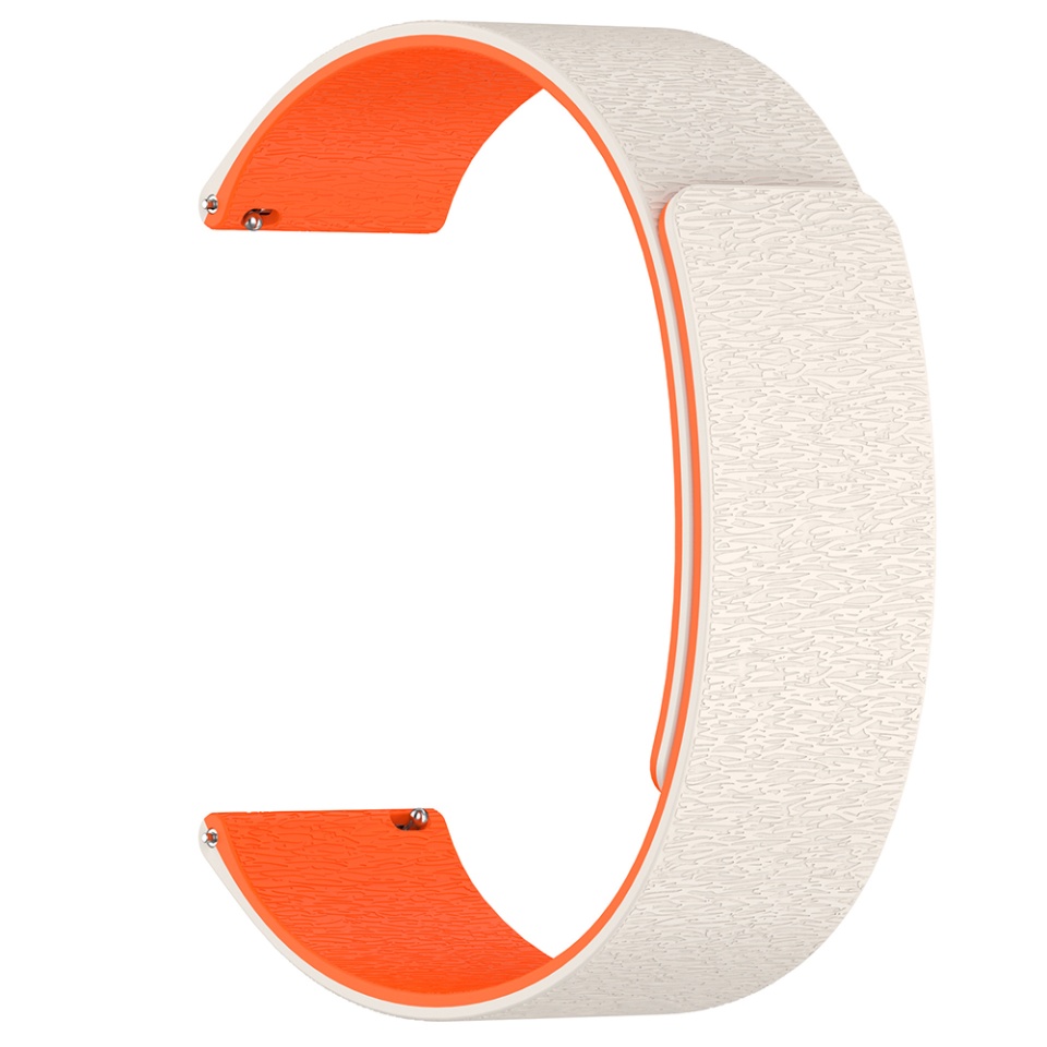 Curea pentru Smart Watch din Silicon, 22mm, Ajustabila, Premium, W074, Bej / portocaliu