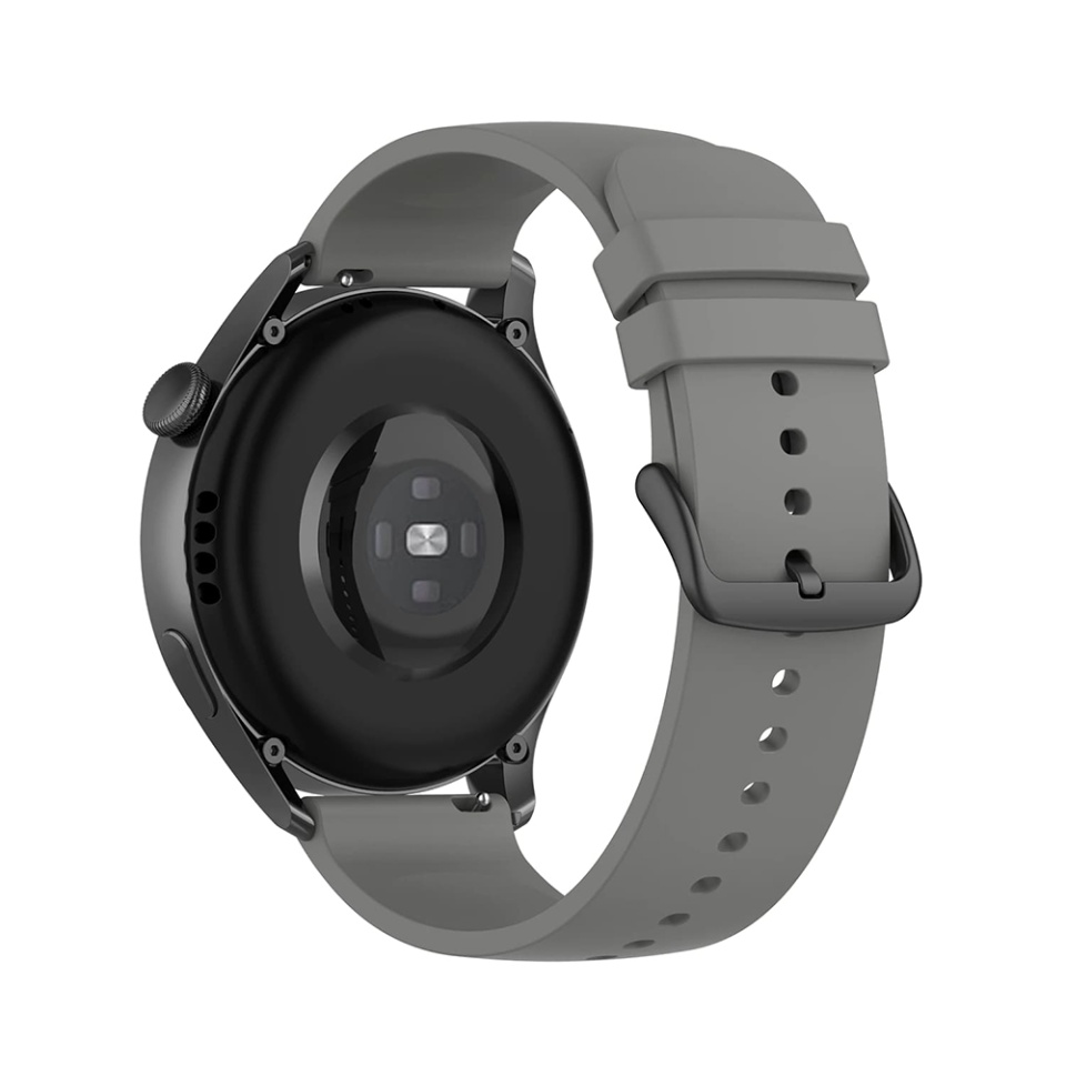 Curea Slicon pentru Samsung Galaxy Watch 4/5/Active 2, Huawei Watch GT 3 /GT 3 Pro, 22mm, Catarama Neagra, SKDR BandPro W001 - Gri - 1 | YEO