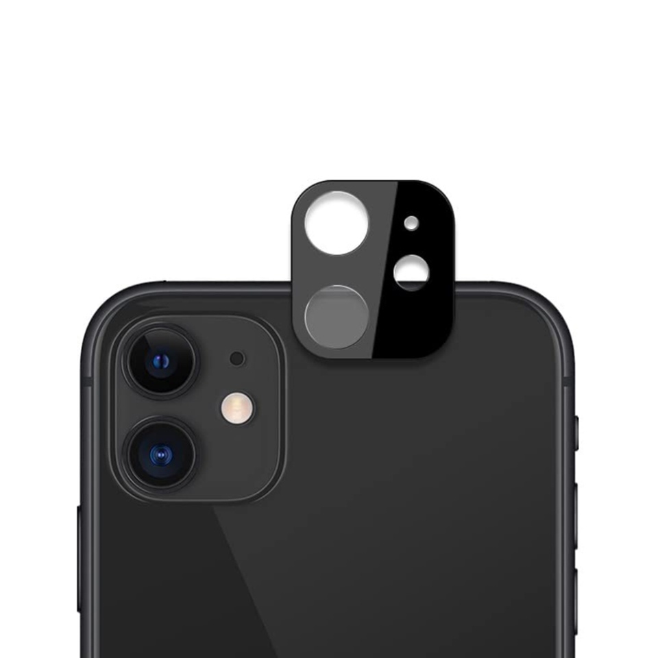 Folie camera pentru iPhone 12, SKYDDAR INNOVATION, Camera Glass Negru, set cu sticker