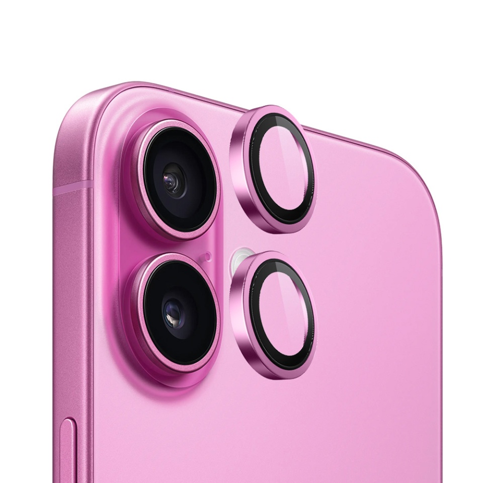 Folie camera pentru iPhone 15 / 15 Plus, Blueo, Sticla Securizata, Ultra HD, Original Metal Frame Lens Protector, Set de 2, Negru