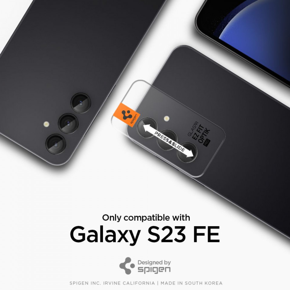 Folie Camera pentru Samsung Galaxy S23 FE (set 2) - Spigen Glas.tR Optik - Black - 1 | YEO