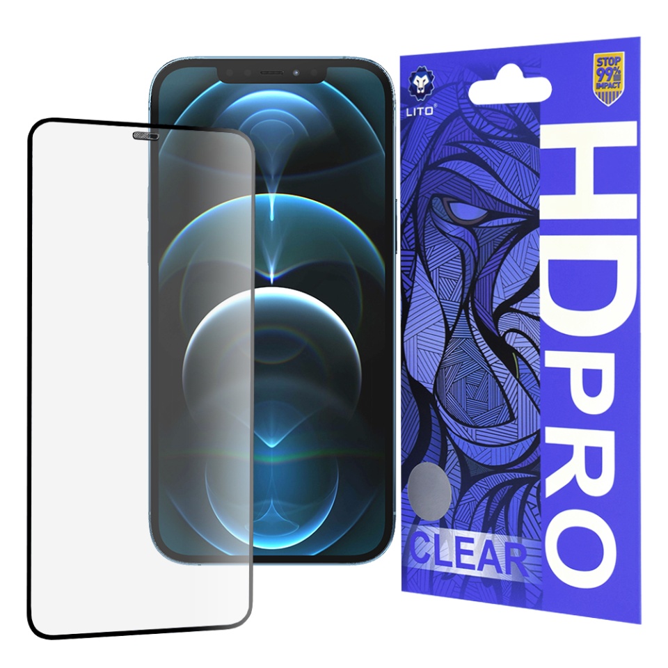 Folie de Sticla iPhone 12 Pro Max, Sticla securizata, Lito, HD Pro Clear, Negru