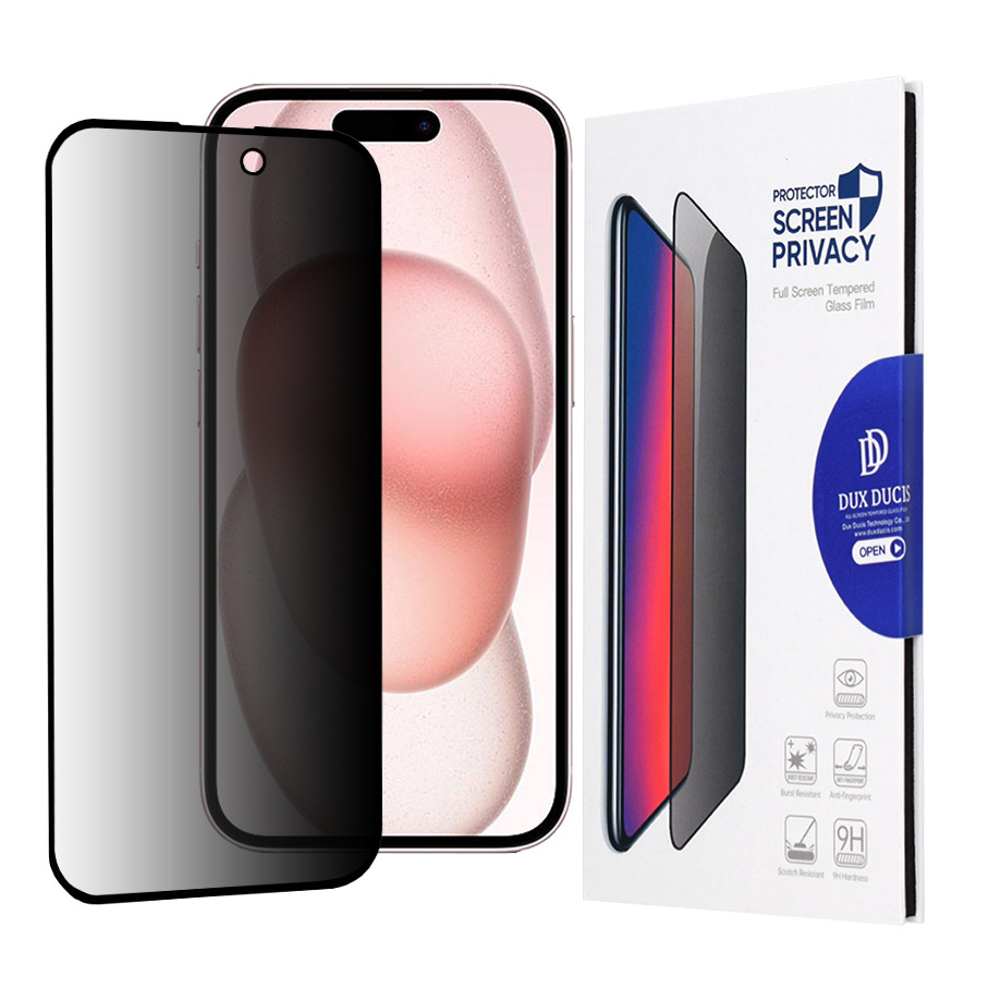 Folie iPhone 15 din sticla securizata, Dux Ducis - Privacy