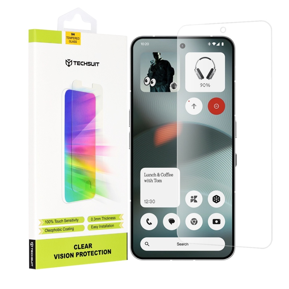 Folie pentru Nothing Phone (3), SKYDDAR INNOVATION, Protectie 9H, 0.3mm, Clear Vision, set cu sticker, Transparent