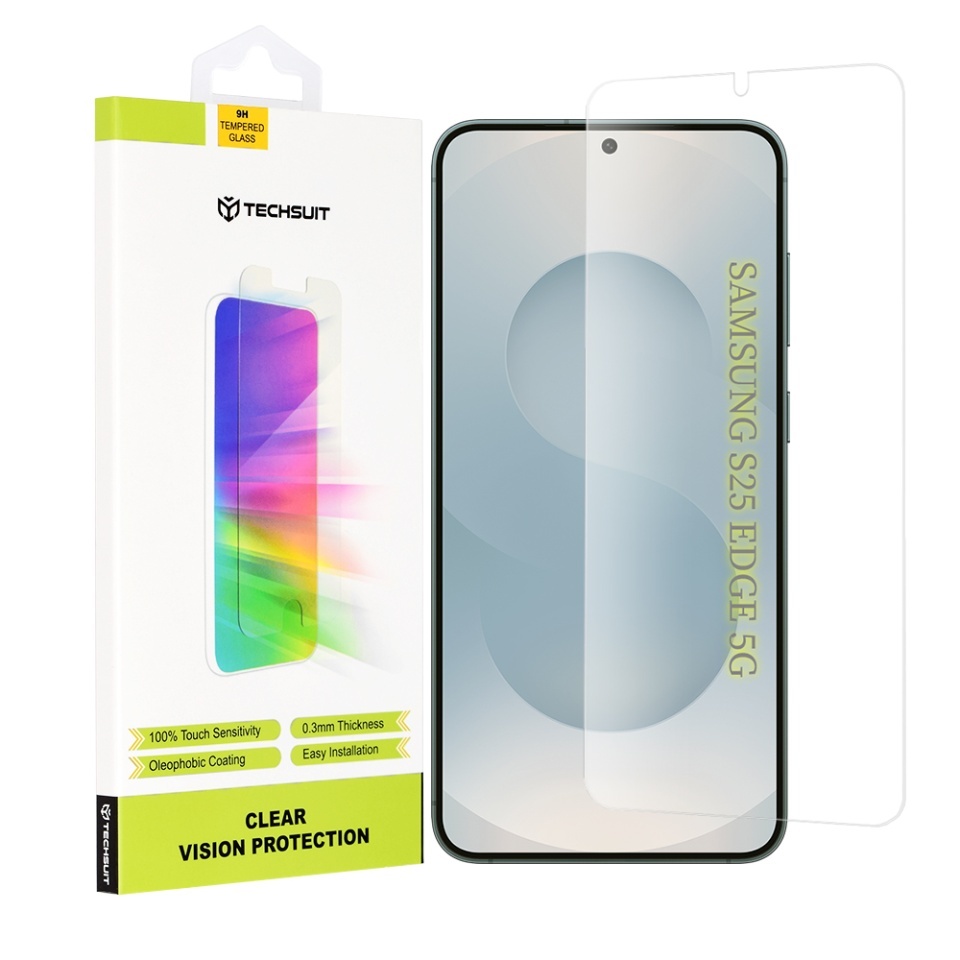 Folie pentru Samsung Galaxy S25 Edge, SKYDDAR INNOVATION, Protectie 9H, 0.3mm, Clear Vision, Transparent, set cu sticker
