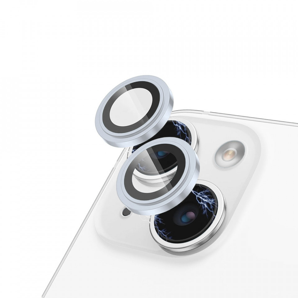 Folie Sticla Camera iPhone 15 / 15 Plus, Lito S+ Camera Glass Protector - Albastru