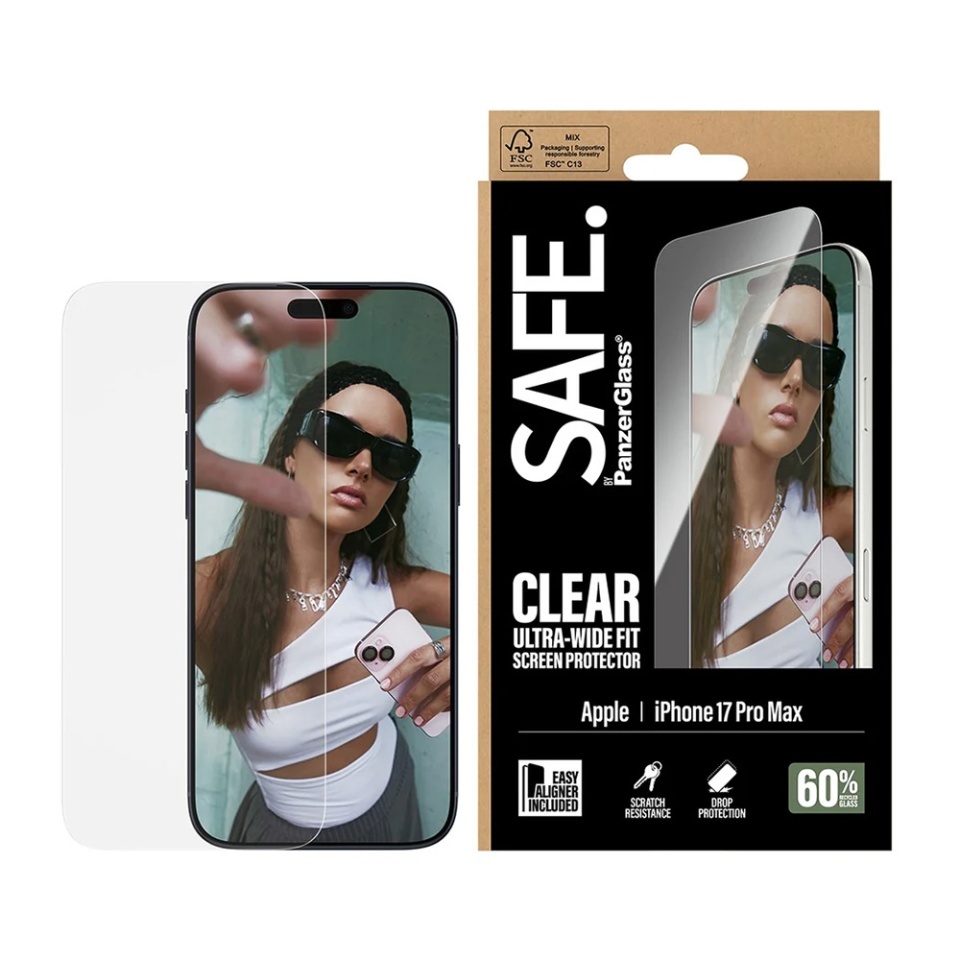 Folie Sticla pentru iPhone 17 Pro Max, Ultra-Wide Fit w. EasyAligner, PanzerGlass, Anti-Soc si Anti-Bule, Transparent - 2 | YEO