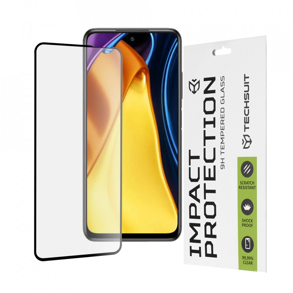 Folie Xiaomi Redmi Note 10 5G ce acopera tot ecranul 111D, Techsuit - Negru