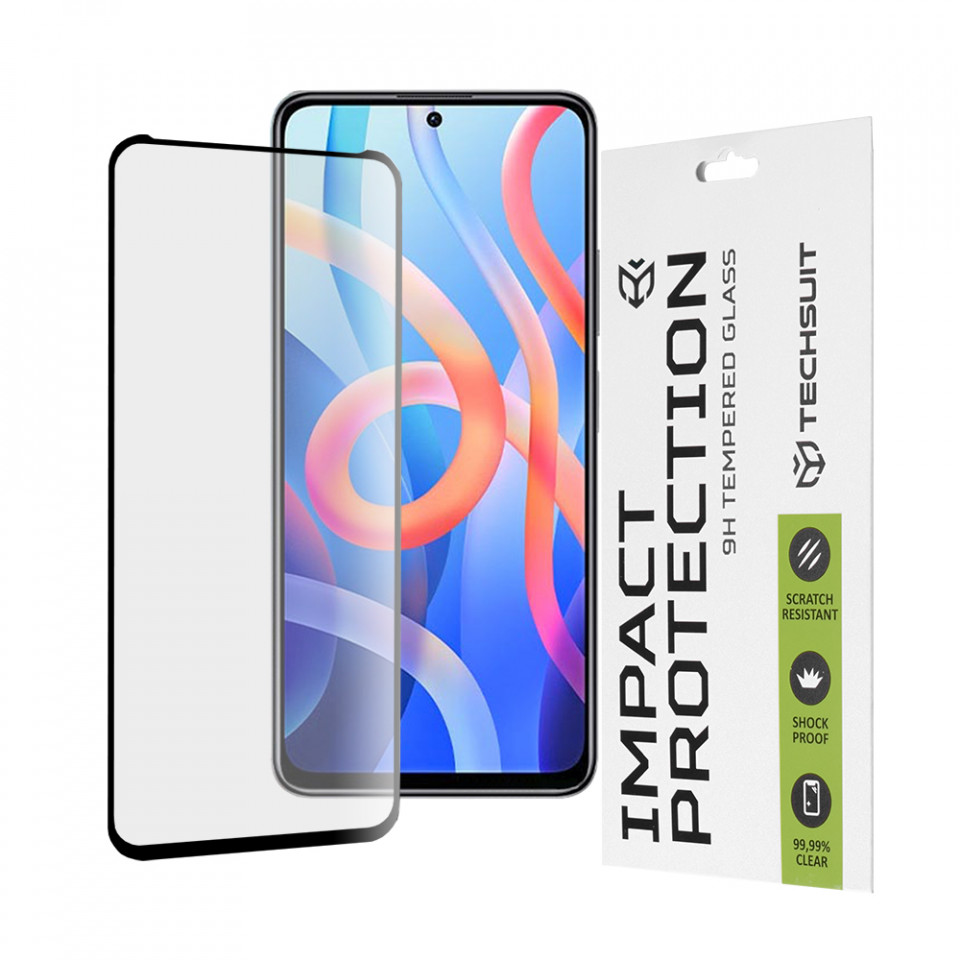 Folie Xiaomi Redmi Note 11 / Note 11S, ce acopera tot ecranul 111D, Techsuit - Negru