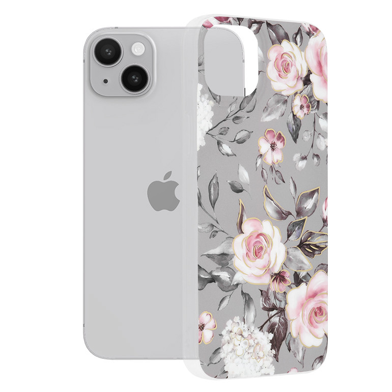Husa Apple iPhone 14 Plus Marble Series, Techsuit - Bloom of Ruth Gray