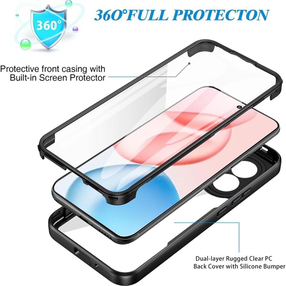 Husa + Folie pentru Honor 400 Lite, SKYDDAR INNOVATION, [Pachet 360°] ColorVerse, set cu sticker, Negru - 3 | YEO