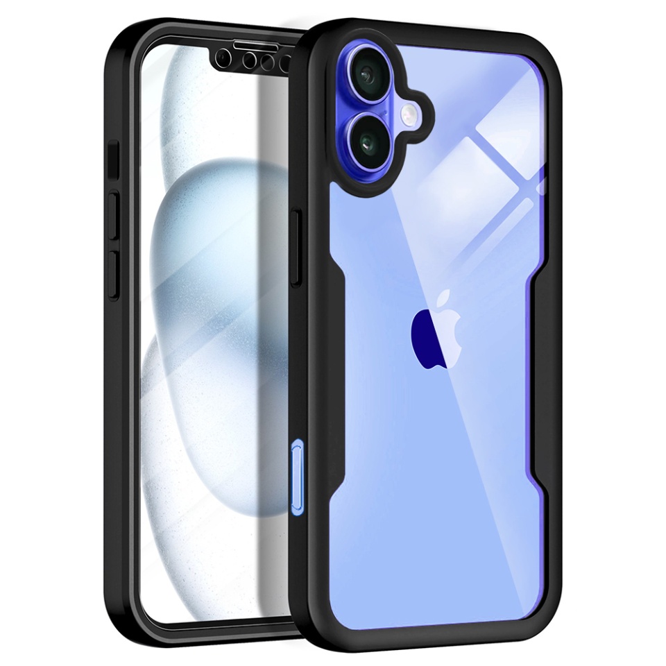 Husa + Folie pentru iPhone 16, SKYDDAR INNOVATION, [Pachet 360°] ColorVerse MagSafe, Negru, set cu sticker