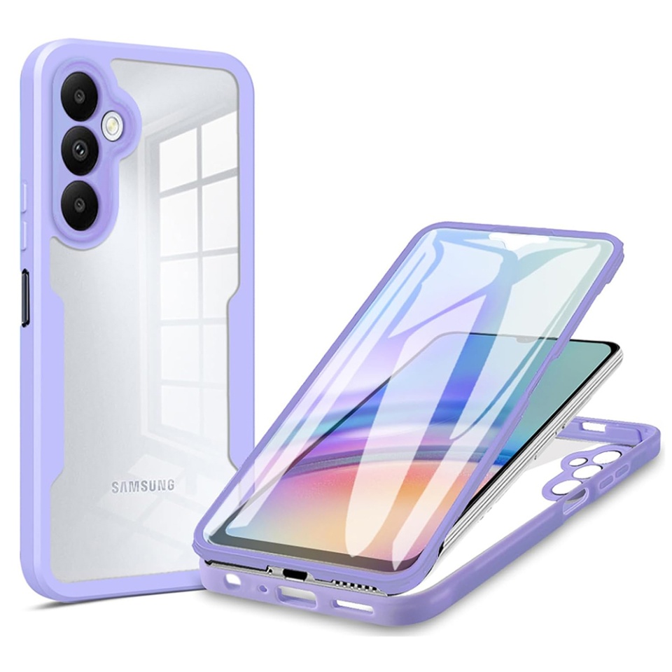 Husa + Folie pentru Samsung Galaxy A15 4G / Galaxy A15 5G, SKYDDAR INNOVATION, [Pachet 360°] ColorVerse, set cu sticker, Mov