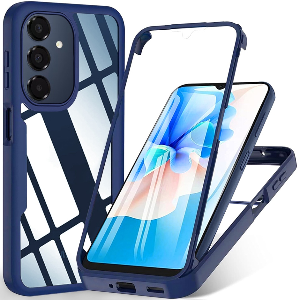Husa + Folie pentru Samsung Galaxy A16 4G / Galaxy A16 5G / Galaxy A17 5G, SKYDDAR INNOVATION, [Pachet 360°] ColorVerse, set cu sticker, Albastru