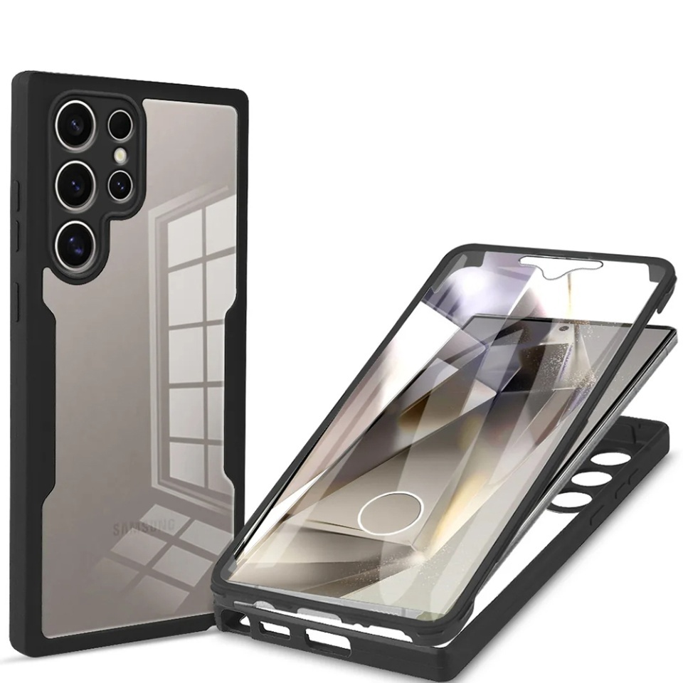 Husa + Folie pentru Samsung Galaxy S24 Ultra, SKYDDAR INNOVATION, [Pachet 360°] ColorVerse, set cu sticker, Negru