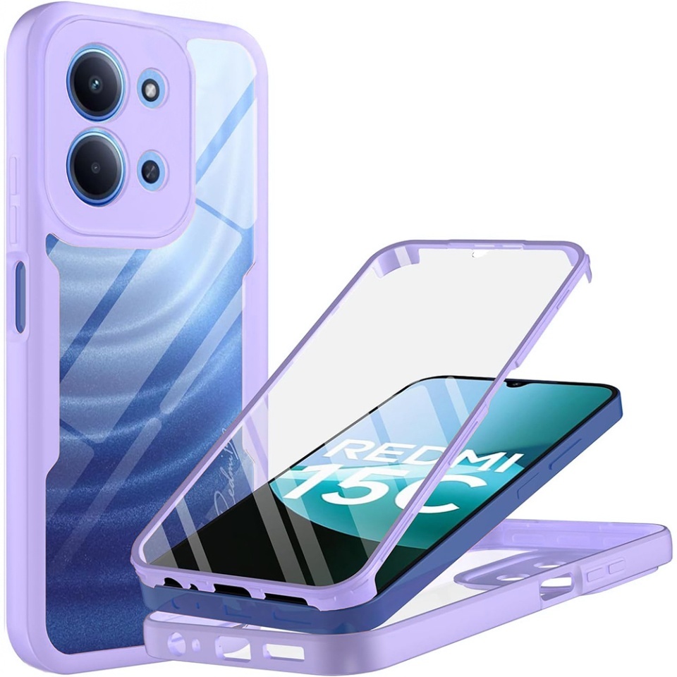 Husa + Folie pentru Xiaomi Redmi 15C 4G / Redmi 15C 5G, SKYDDAR INNOVATION, [Pachet 360°] ColorVerse, set cu sticker, Mov