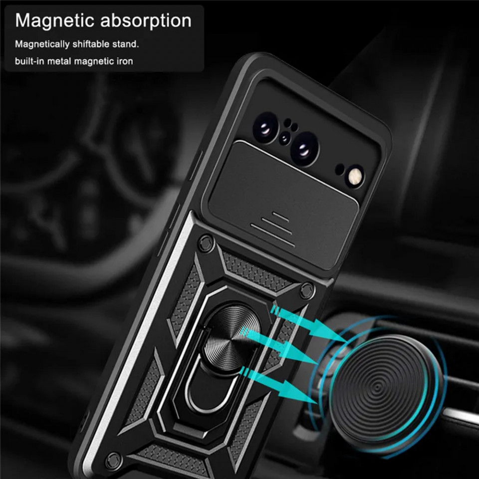 Husa Google Pixel 9 cu inel magnetic si protectie camera Skyddar CamShield - Negru - 3 | YEO