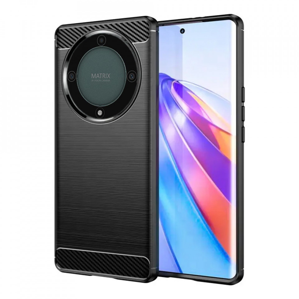 Husa Honor Magic5 Lite, cu textura carbon, Skyddar Carbon - Negru
